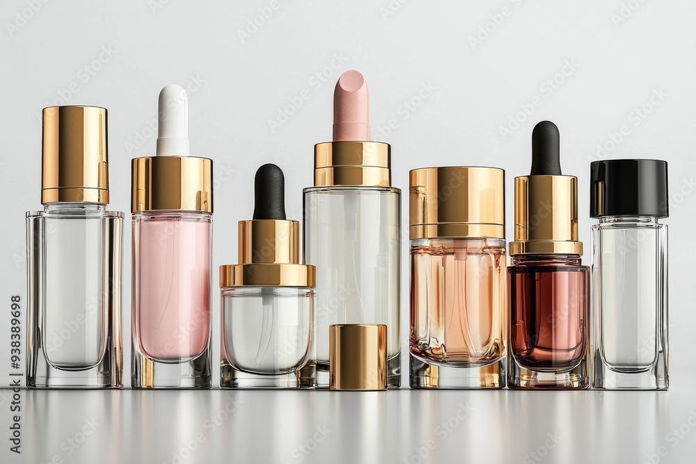 Luxurious cosmetic packaging bottles created with generative AI Luxurious cosmetic packaging bottles created with generative AI