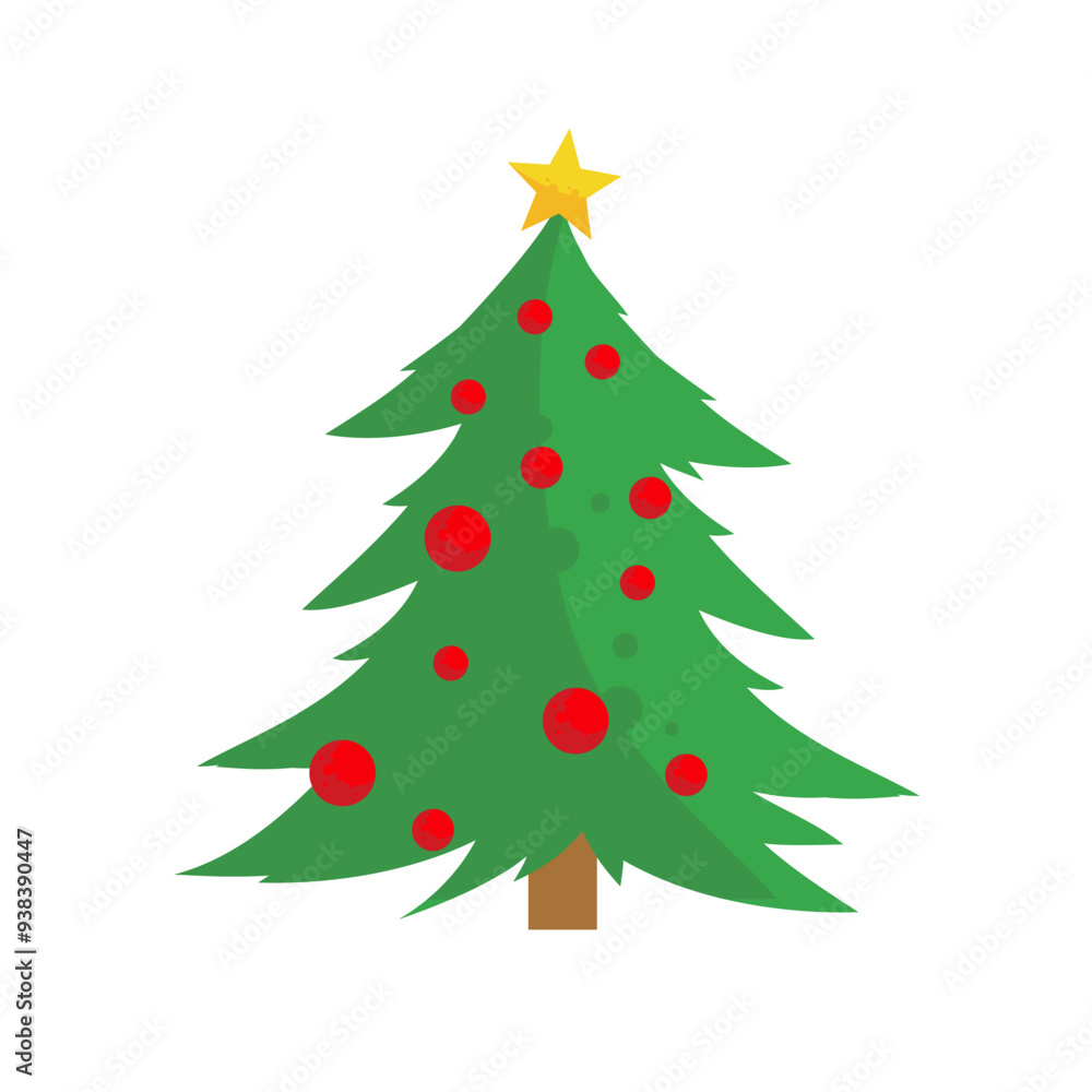 Fototapeta premium Green Christmas tree - vector illustration