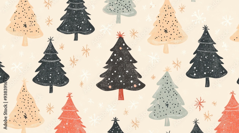 Charming Christmas tree doodle pattern perfect for holiday decorations Charming Christmas tree doodle pattern perfect for holiday decorations