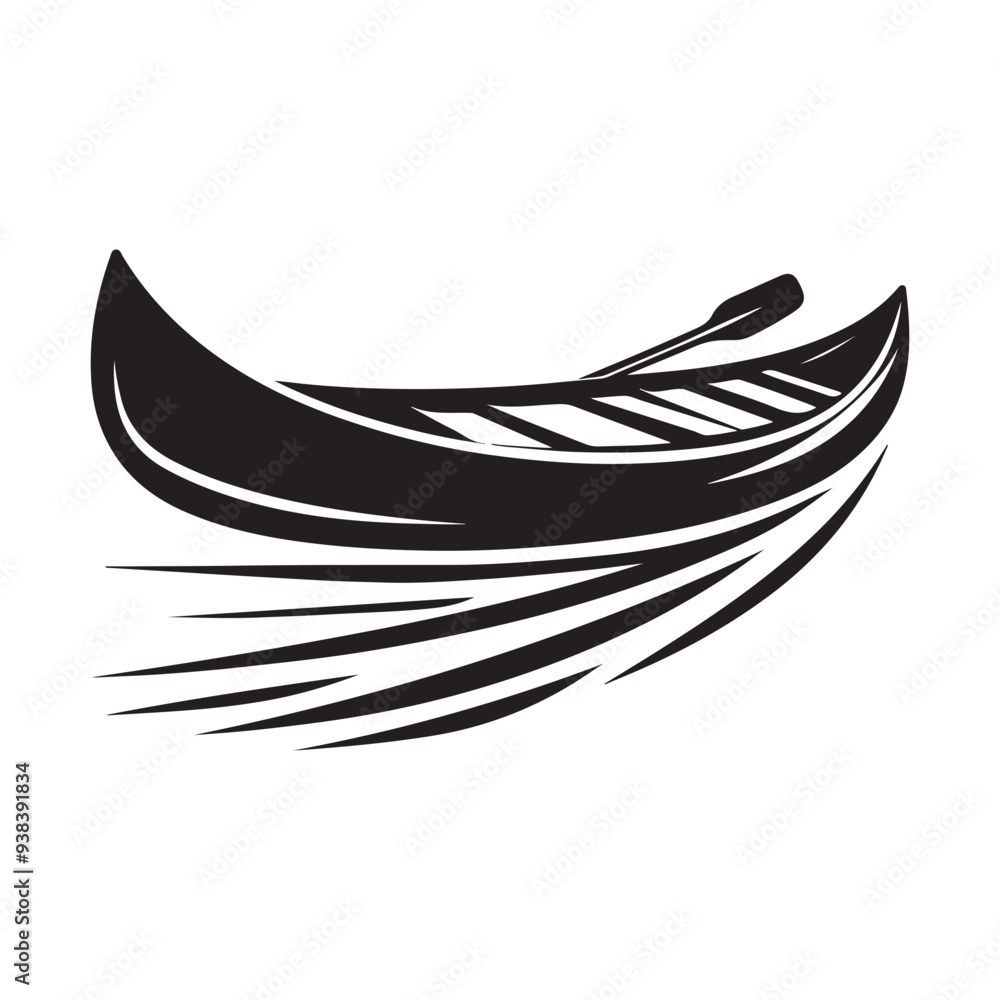 Canoe Silhouette Vector Art: Ideal for T-Shirt, Logo, and Poster Designs Canoe Silhouette Vector Art: Ideal for T-Shirt, Logo, and Poster Designs