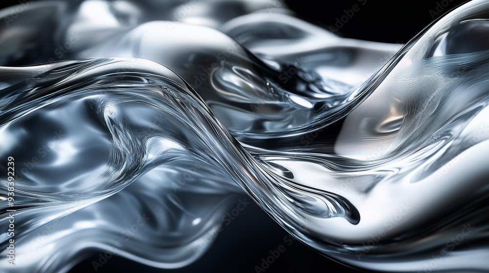 Fluid Liquid Chrome Wave with Smooth, Reflective Surface Fluid Liquid Chrome Wave with Smooth, Reflective Surface