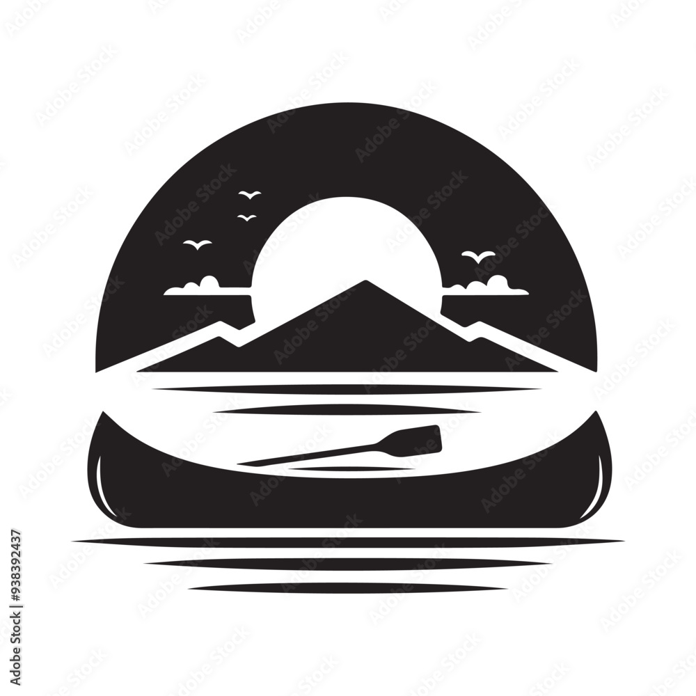 Canoe Silhouette Vector Art: Ideal for T-Shirt, Logo, and Poster Designs Canoe Silhouette Vector Art: Ideal for T-Shirt, Logo, and Poster Designs