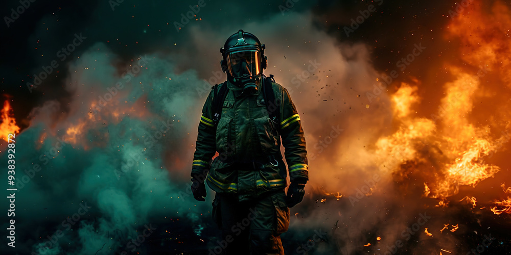 Fireman on the background of fire Fireman on the background of fire
