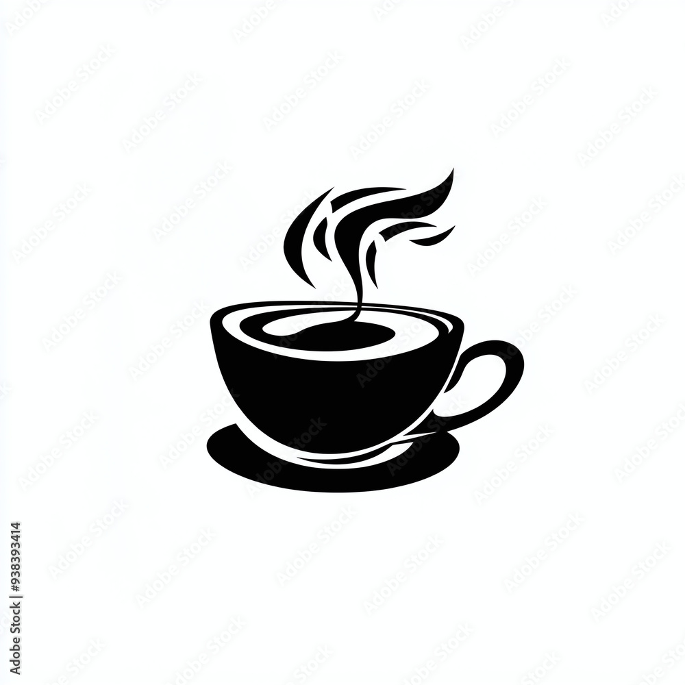 Obraz premium simple minimalist black logo icon of a coffee cup, isolated on white background