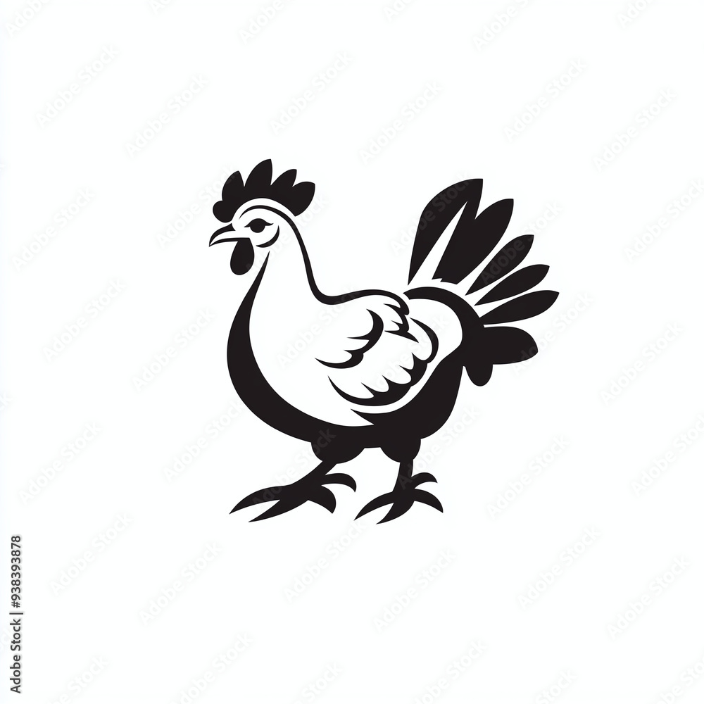 Fototapeta premium simple black rooster logo silhouette, isolated on white background