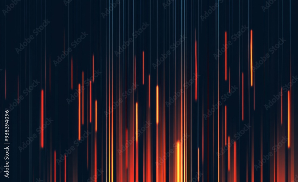 Abstract Vertical Stripes in Light Orange and Red on Dark Blue Background, Creating Motion Illusion Abstract Vertical Stripes in Light Orange and Red on Dark Blue Background, Creating Motion Illusion