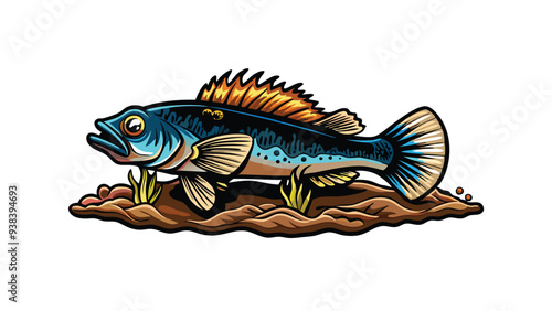 Illustrate a goby fish in a vector style with a bold and cartoon-like look, as if it were a character in a cartoon. photo