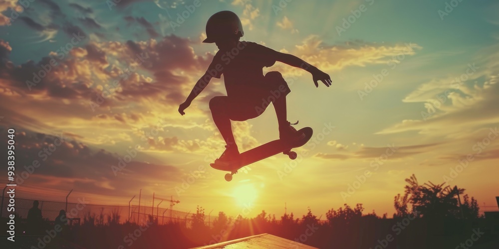 A young man rides his skateboard up the side of a skate ramp, ready to perform tricks A young man rides his skateboard up the side of a skate ramp, ready to perform tricks