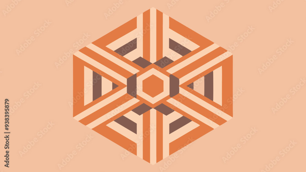Geometric abstract hexagon design in warm orange and brown Geometric abstract hexagon design in warm orange and brown