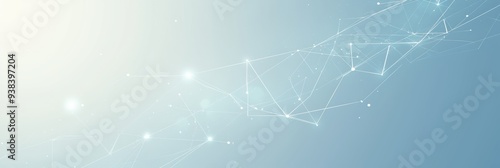 Light Blue Background with Digital Network Connections and Geometric Pattern for Tech Company Banner