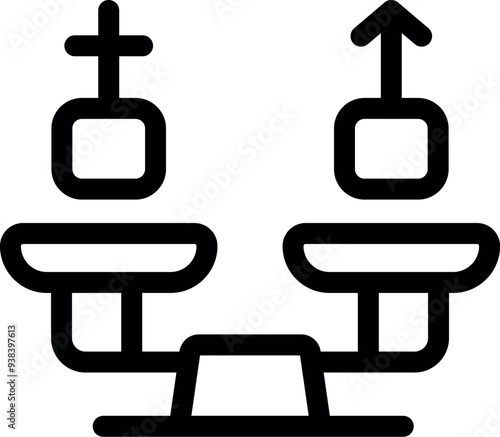 Canvas Print Balance scale weighing the symbols of religion and gender equality, sparking a t