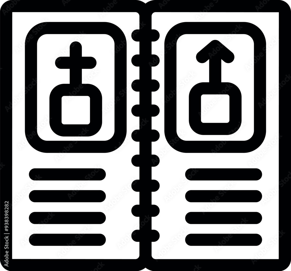 Open book is showing burial and cremation options with icons and text Open book is showing burial and cremation options with icons and text