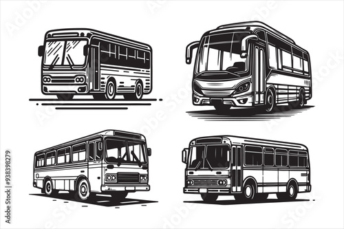 public bus silhouette vector