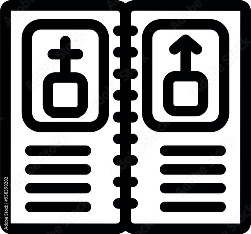Open book is showing burial and cremation options with icons and text