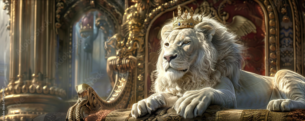 The Lion King sits on a throne The Lion King sits on a throne