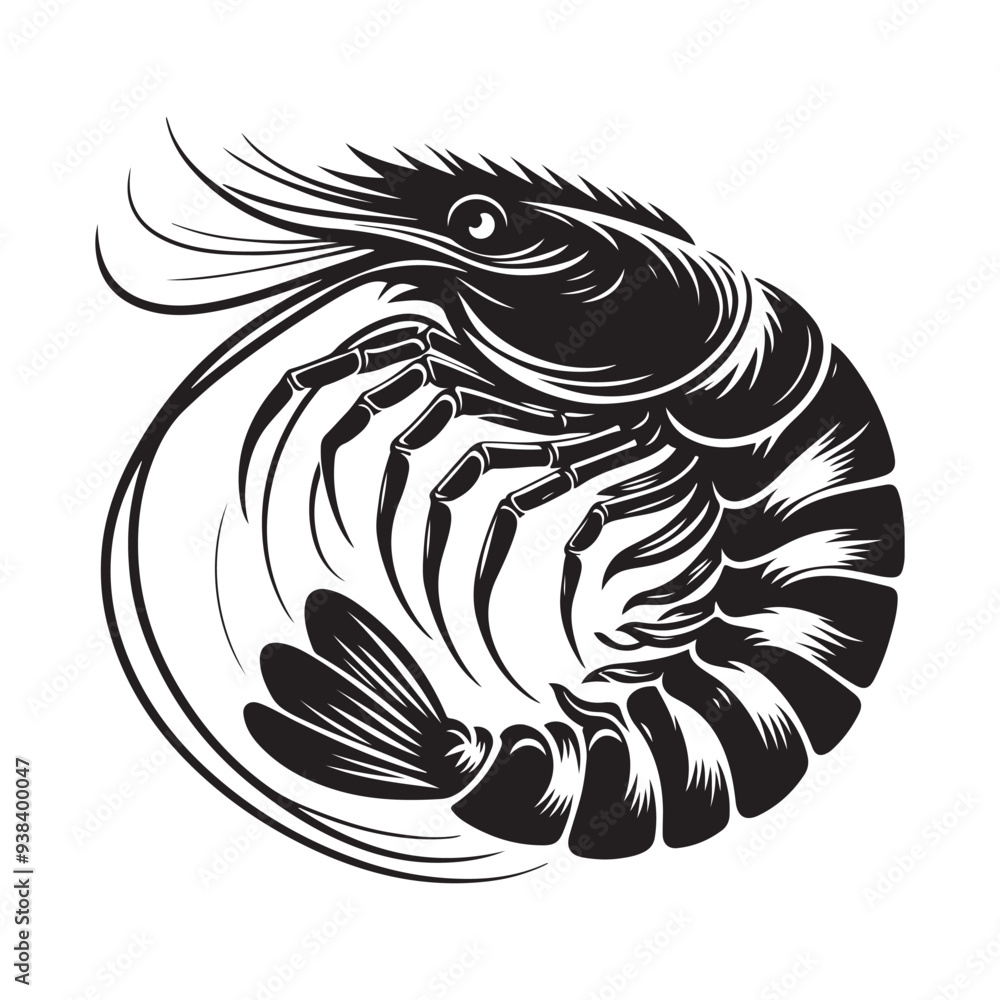 Fototapeta premium shrimp silhouette vector