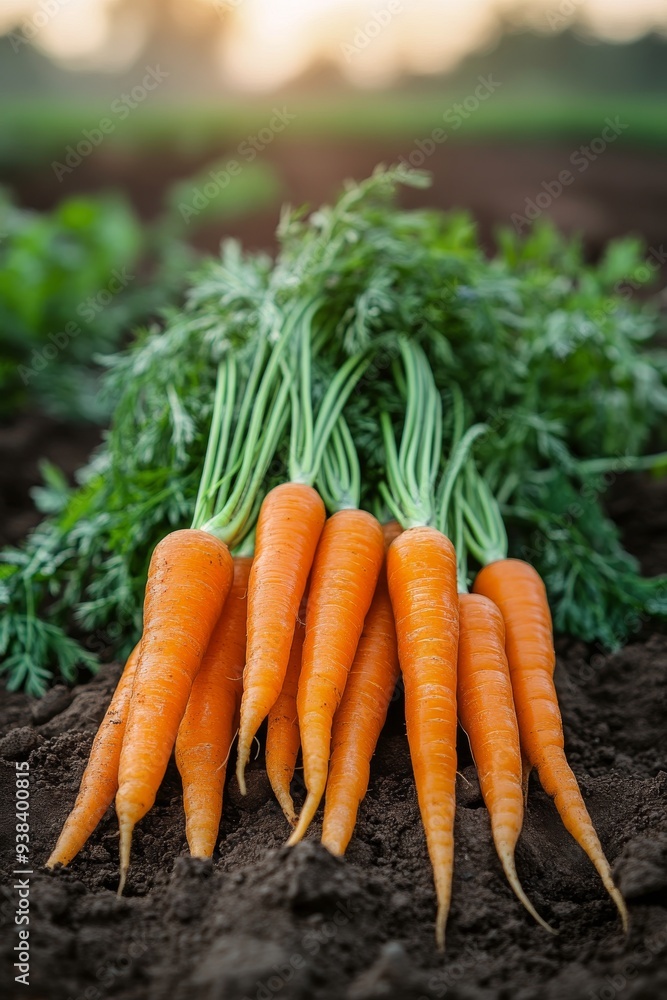 Freshly harvested carrots on a farm during late afternoon in a rural area Freshly harvested carrots on a farm during late afternoon in a rural area