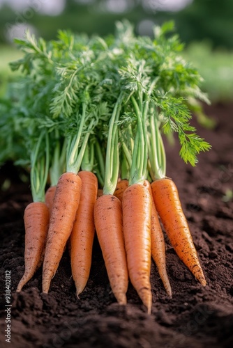 Freshly harvested carrots on a farm during late afternoon in a rural area