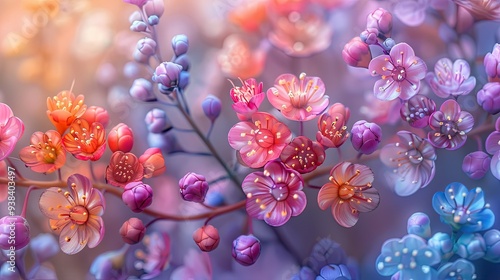 Beautiful Watercolor Bouquet of Sedum ‘Autumn Joy’ (Hylotelephium)Flowers Depicted in Pastel Shades of Alcohol and Ink.