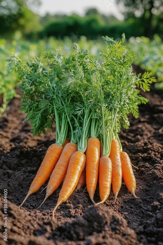 Freshly harvested carrots on a farm during late afternoon in a rural area