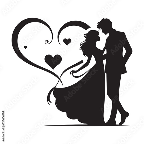 Wallpaper Mural couple love silhouette vector image Torontodigital.ca