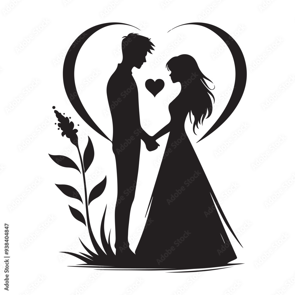 couple love silhouette vector image couple love silhouette vector image