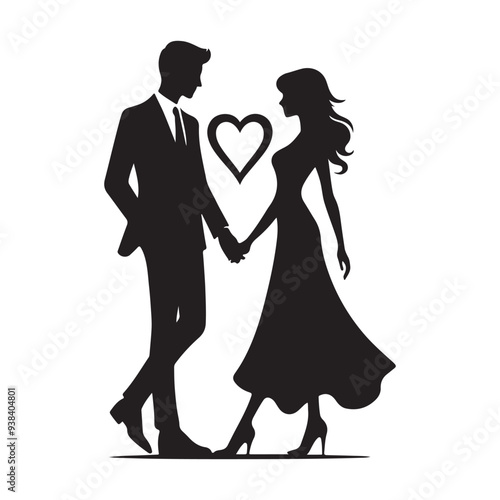 Wallpaper Mural couple love silhouette vector image Torontodigital.ca