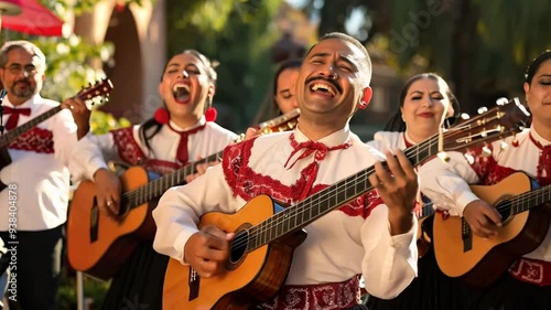 Latin american  choir performing local traditional christmas carols. Las Posadas celebration