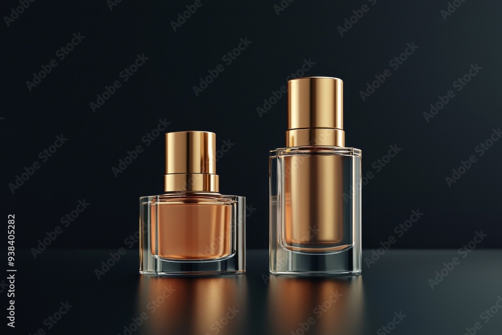 Luxurious cosmetic packaging bottles created with generative AI Luxurious cosmetic packaging bottles created with generative AI