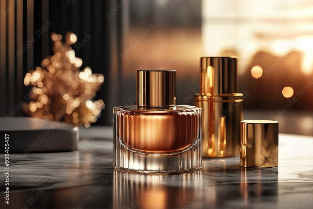 Naklejka premium Luxurious cosmetic packaging bottles created with generative AI