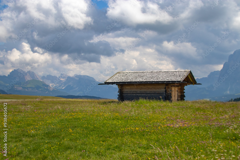 Wooden house on a meadow Wooden house on a meadow
