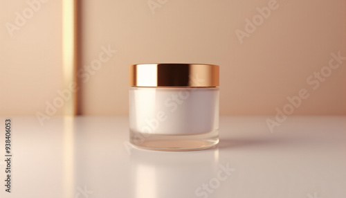 Mock up blank cosmetic jar with gold lid