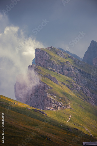 Seceda scenery with clouds