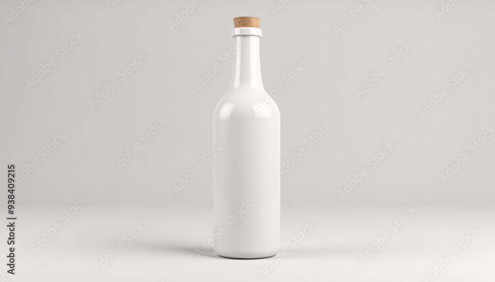 Mock up blank glass bottle with cork stopper Mock up blank glass bottle with cork stopper