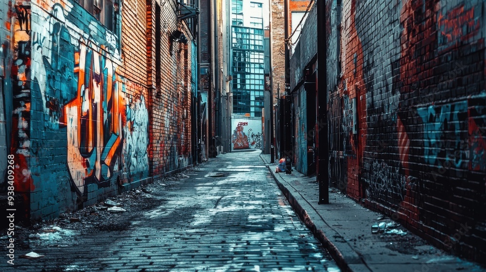 Fototapeta premium Graffiti Alleyway Cityscape. Landscapes