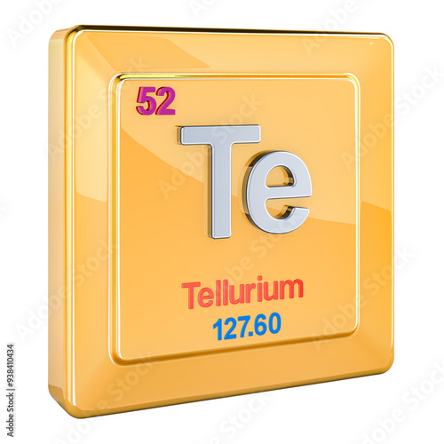 фотографія Tellurium Te, chemical element sign with number 52 in periodic table