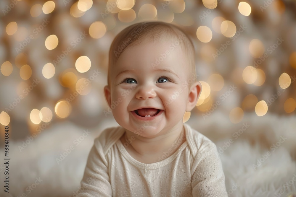 Smiling Happy Baby Portrait with Bokeh Background. Smiling Happy Baby Portrait with Bokeh Background.