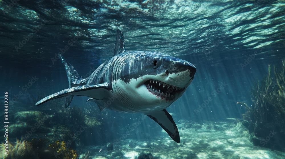 Fototapeta premium Great White Shark Underwater