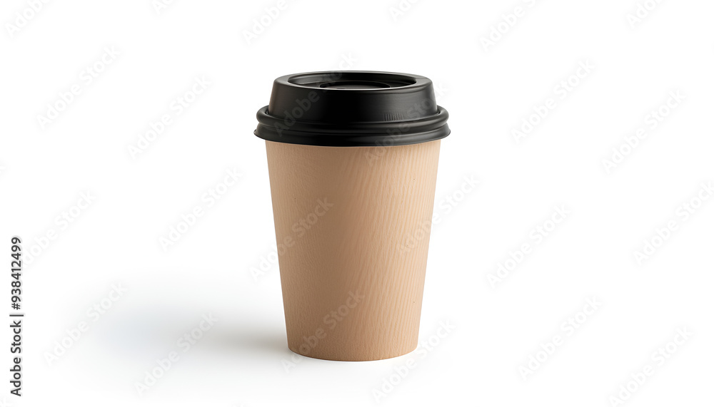 Disposable paper coffee cup isolated on white background with clipping path