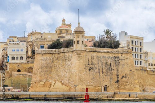 Malta, Grand Harbour,Senglea. The Guardiola or Gardjola Tower. photo