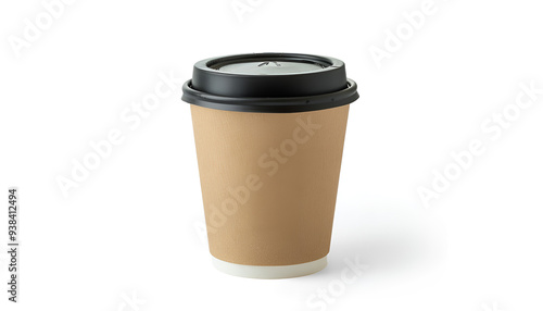 Disposable paper coffee cup isolated on white background with clipping path