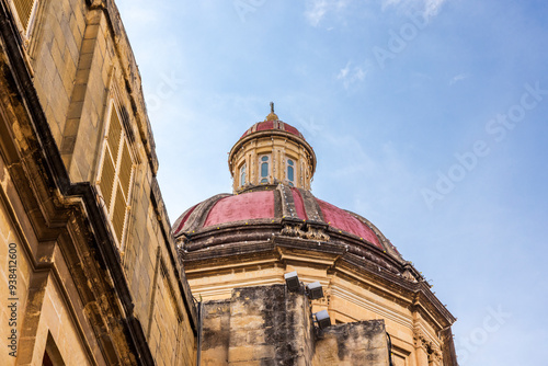 Malta, Birgu. Collegiate Parish Church of Saint Lawrence. Exterior. Dome. photo