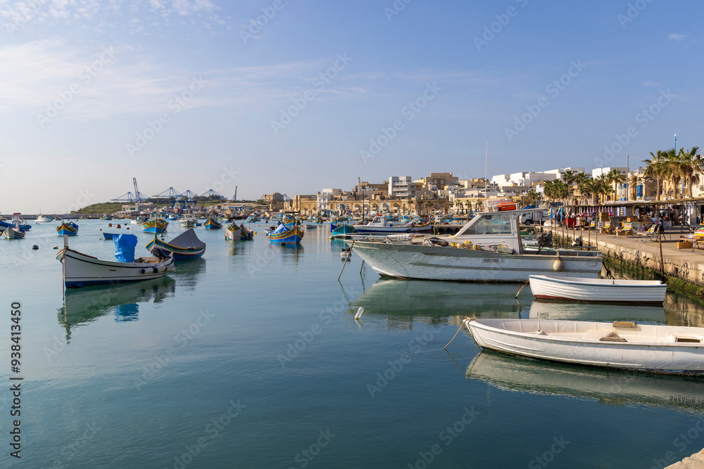 Obraz premium Malta, Marsaxlokk. Marsaxlokk harbor.