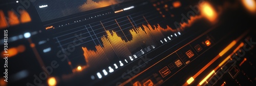 A close-up view of a futuristic digital display showcasing a dual-axis line chart, representing data trends and insights. The orange and white color scheme enhances the visual appeal and emphasizes th