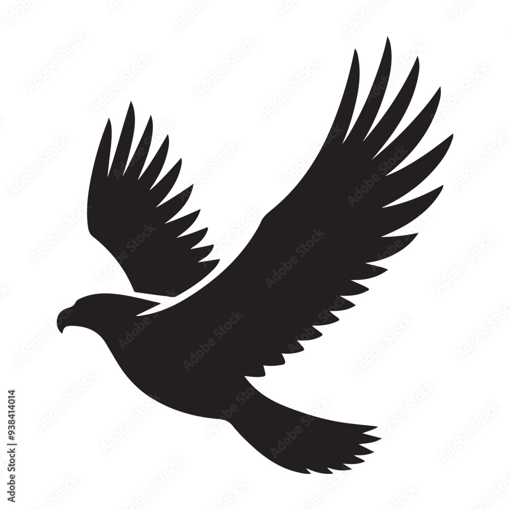 Obraz premium Flying Eagle Silhouette Illustration, Bird logo vector silhouette