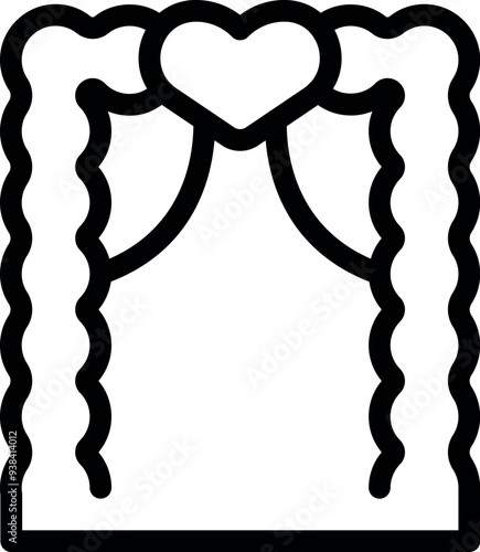 This simple wedding arch icon represents the concept of marriage celebration