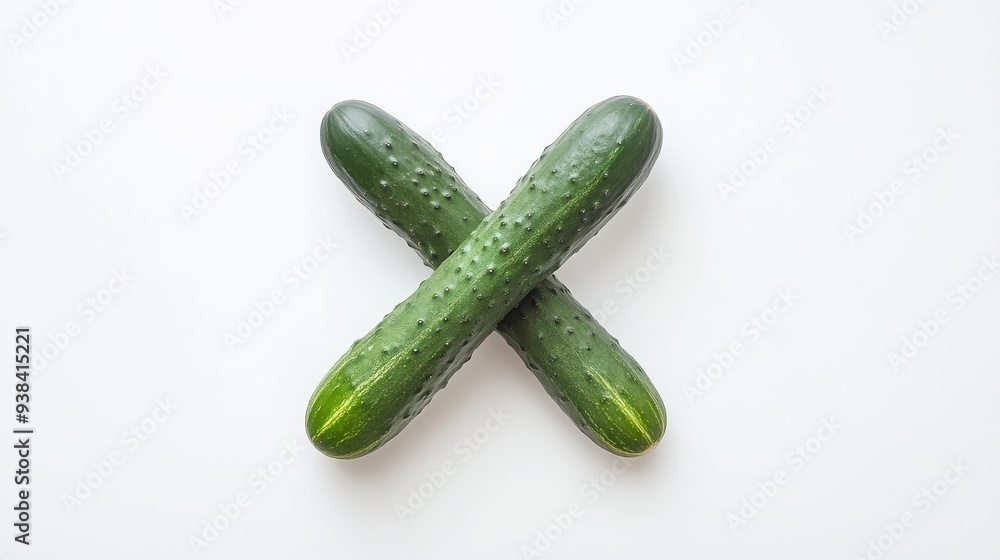 two crossed cucumbers, white background, SäxStreik, 16:9 two crossed cucumbers, white background, SäxStreik, 16:9
