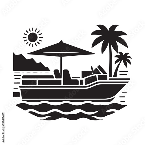 Pontoon Boat Silhouette Vectors: High-Quality Illustrations for Graphic Design