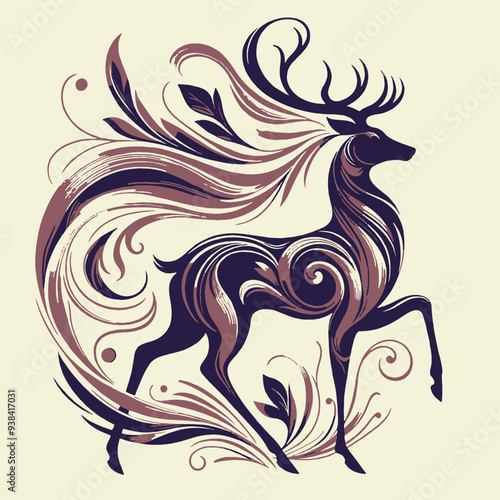 Wallpaper Mural Grace in the Forest Deer vector title illustration vector Torontodigital.ca