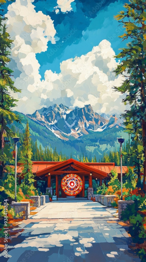 Obraz premium Ananda Chakras Spiritual Retreat Hinduism Religion Spiritual Symbol